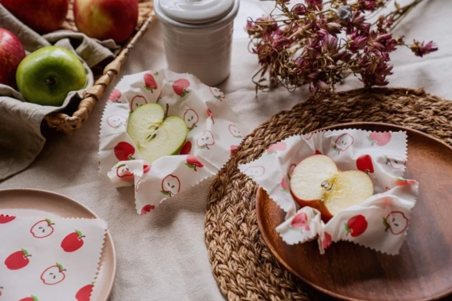2er Set Bienenwachs Wraps Apfel 20x20cm