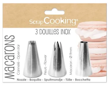 3er Set Spritztüllen Edelstahl für Macarons