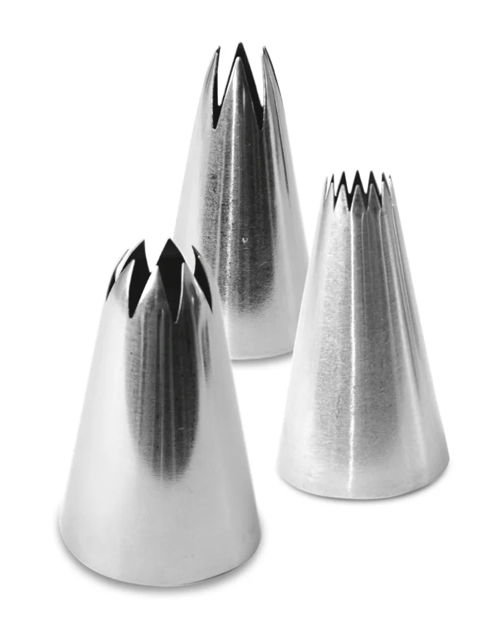 3er Set Spritztüllen Edelstahl für Cupcakes