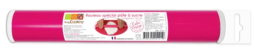 Rolle für Zuckerpaste D3cm x 16cm rosa