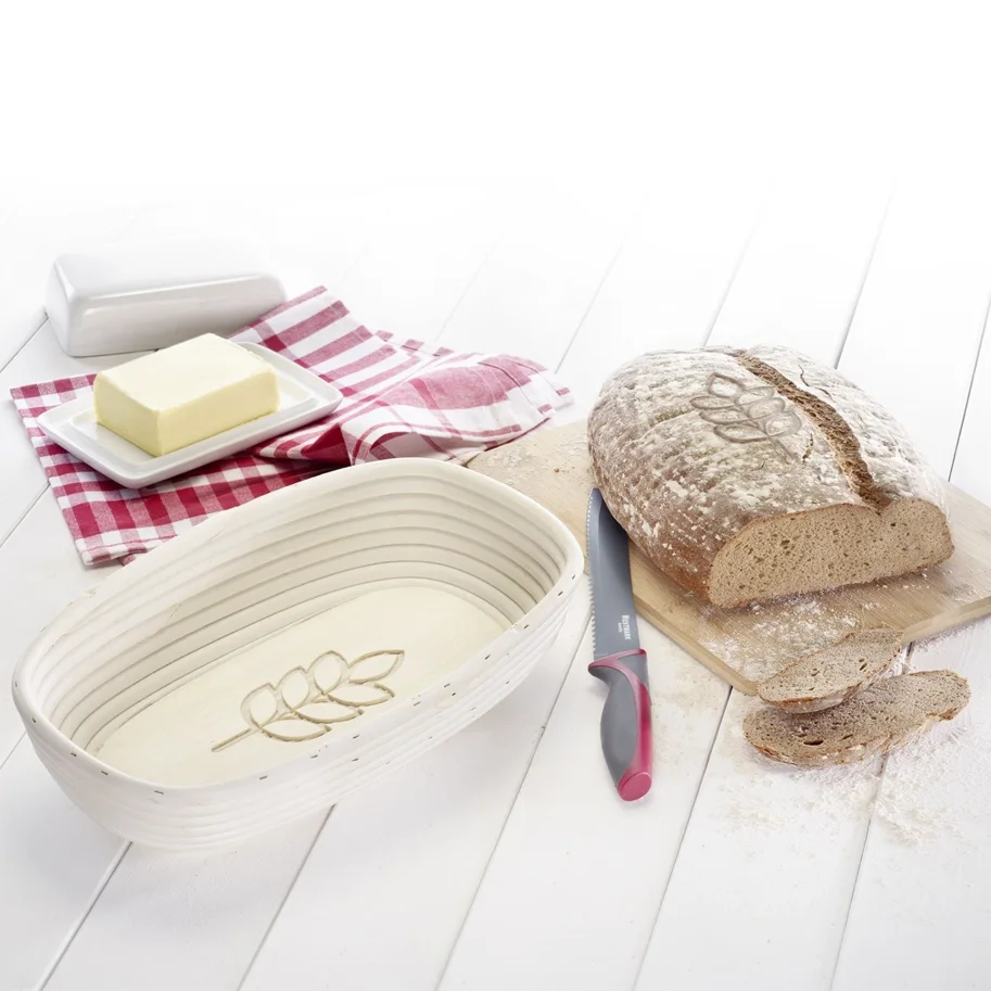 Set Gärkorb oval mit Bezug mit Ähre 34 x 20.5 x 8cm