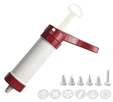 Gebäckpresse u. Dekorierspritze Luxus m. Formenu.Tüllenu.Ad.