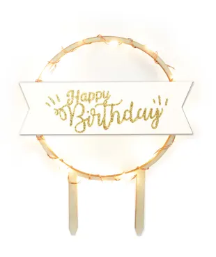 Cake Topper mit LED-Beleuchtung Happy Birthday