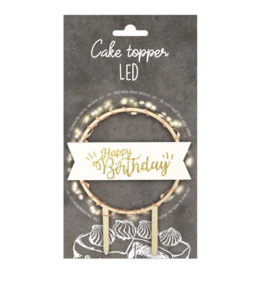 Cake Topper mit LED-Beleuchtung Happy Birthday
