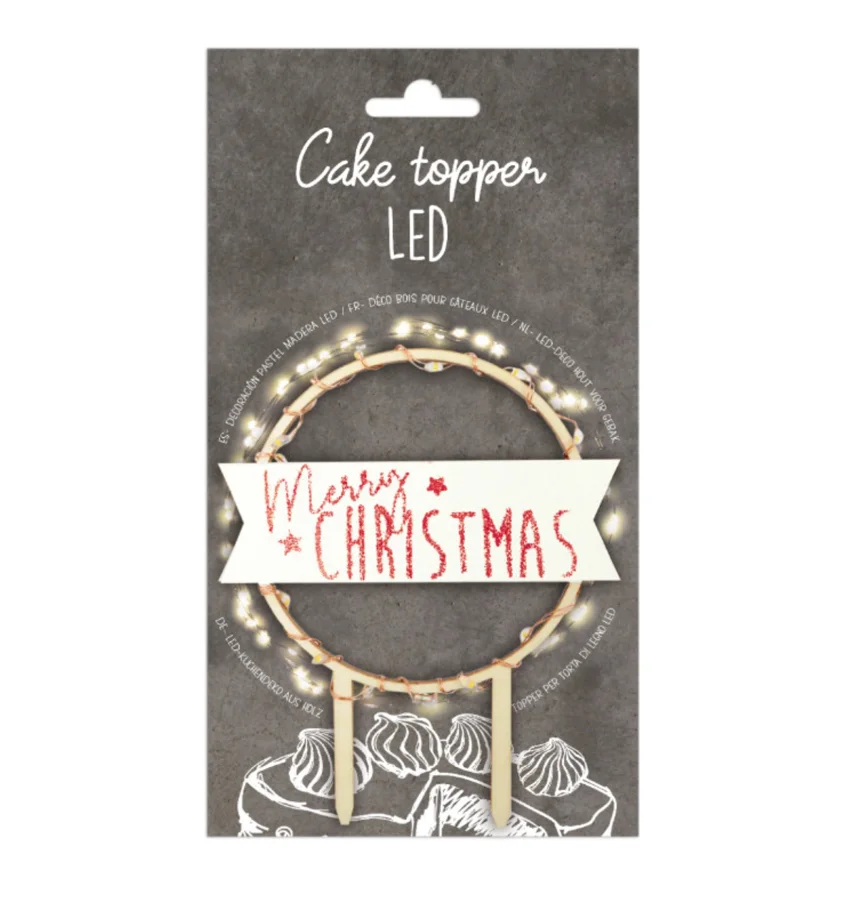 Cake Topper mit LED-Beleuchtung Merry Christmas