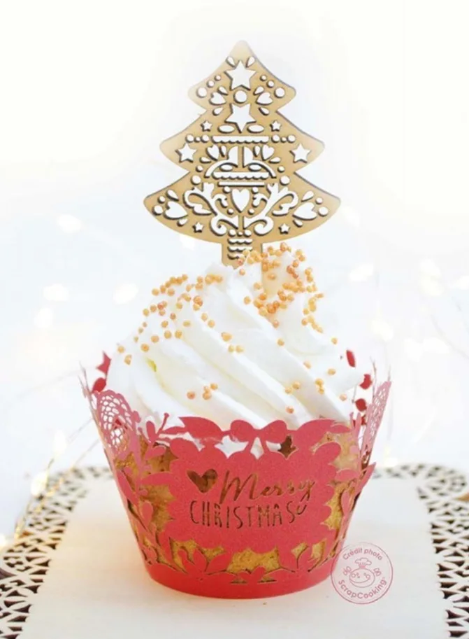4-tlg. Set Holz-Kuchendekoration Weihnachten