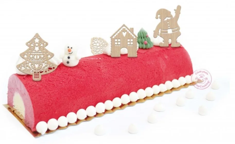 4-tlg. Set Holz-Kuchendekoration Weihnachten
