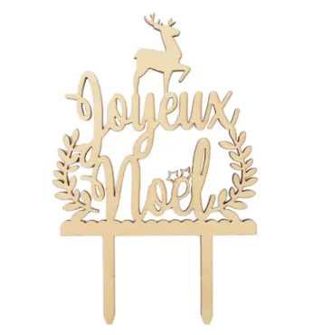 Cake Topper aus Holz Joyeux Noël