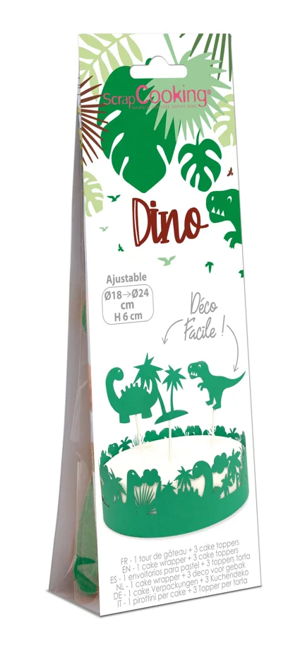 Tortendeko Bordüre u. 3 Topper Dino