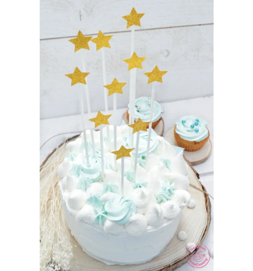 10er Set Cakes Toppers goldene Sterne H20cm
