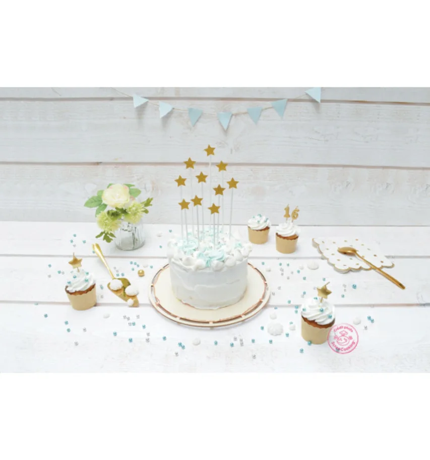 10er Set Cakes Toppers goldene Sterne H20cm