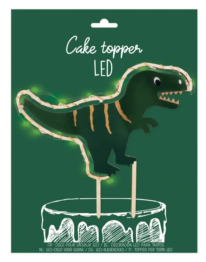 Cake Topper mit LED-Beleuchtung Dino