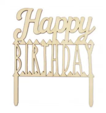 Cake Topper Holz, Happy Birthday