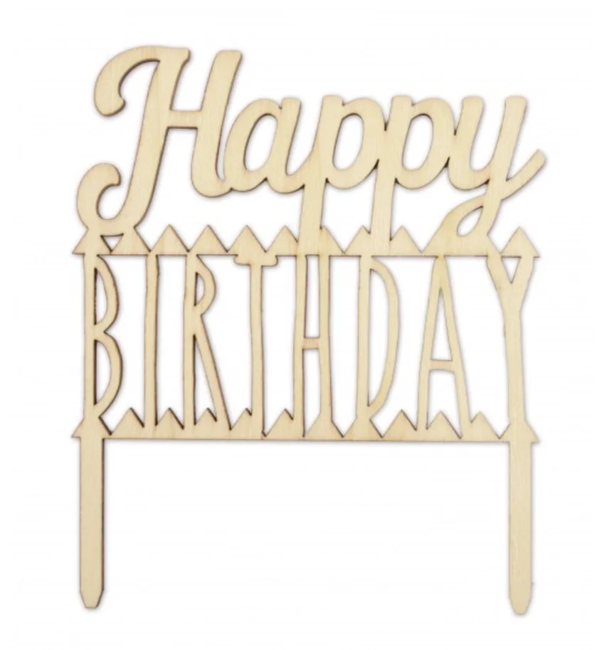 Cake Topper Holz, Happy Birthday