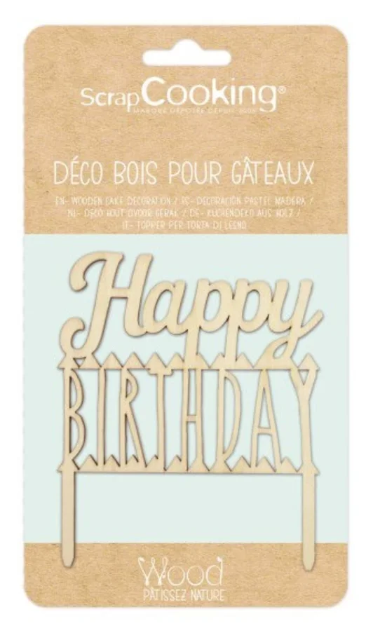 Cake Topper Holz, Happy Birthday