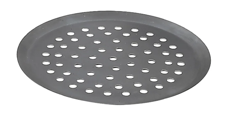 Pizzablech rund gelocht D: 28cm Blaustahl