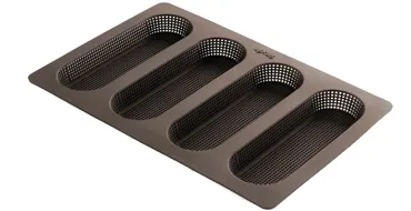 Brotbackform für mini Baguette perforiert 29x20cm braun