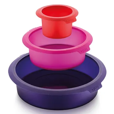 3er Set Backform Torte D8cm/15cm/22cm Silikon farbig