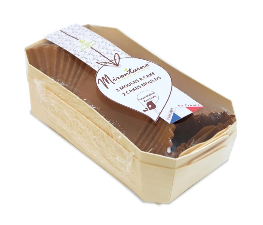 2 Stk. Cakebackform 21x11cm aus Holz mit 4 Backpapier
