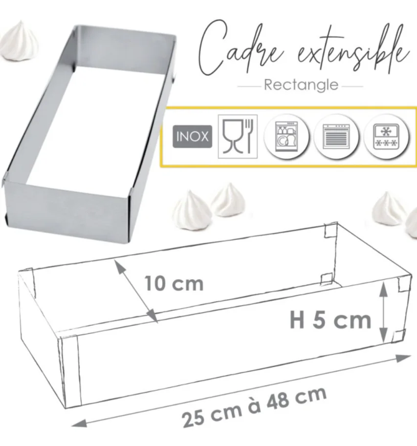 Edelstahlbackform rechteck. verstellbar 25-48cm B10cm H5cm