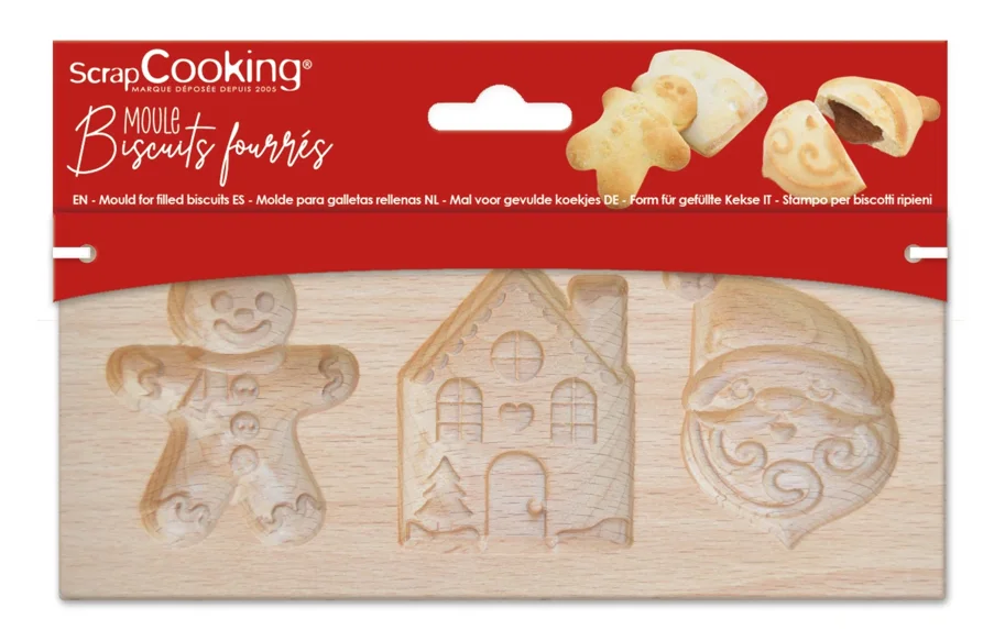 Holzform für gefüllte Kekse Weihnachtsplätzchen, 20x10x2cm