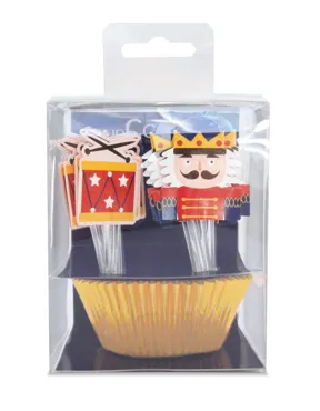24 Cupcakesförmchen u. 24 Cake Toppers Nussknacker