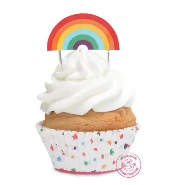 24 Muffinförmchen u. 24 cake toppers Rainbow