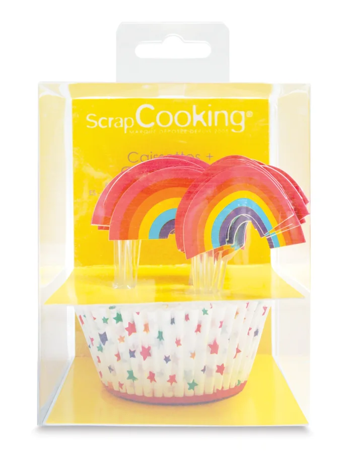 24 Muffinförmchen u. 24 cake toppers Rainbow