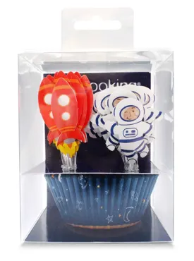 24 Muffinförmchen u. 24 cake toppers Space