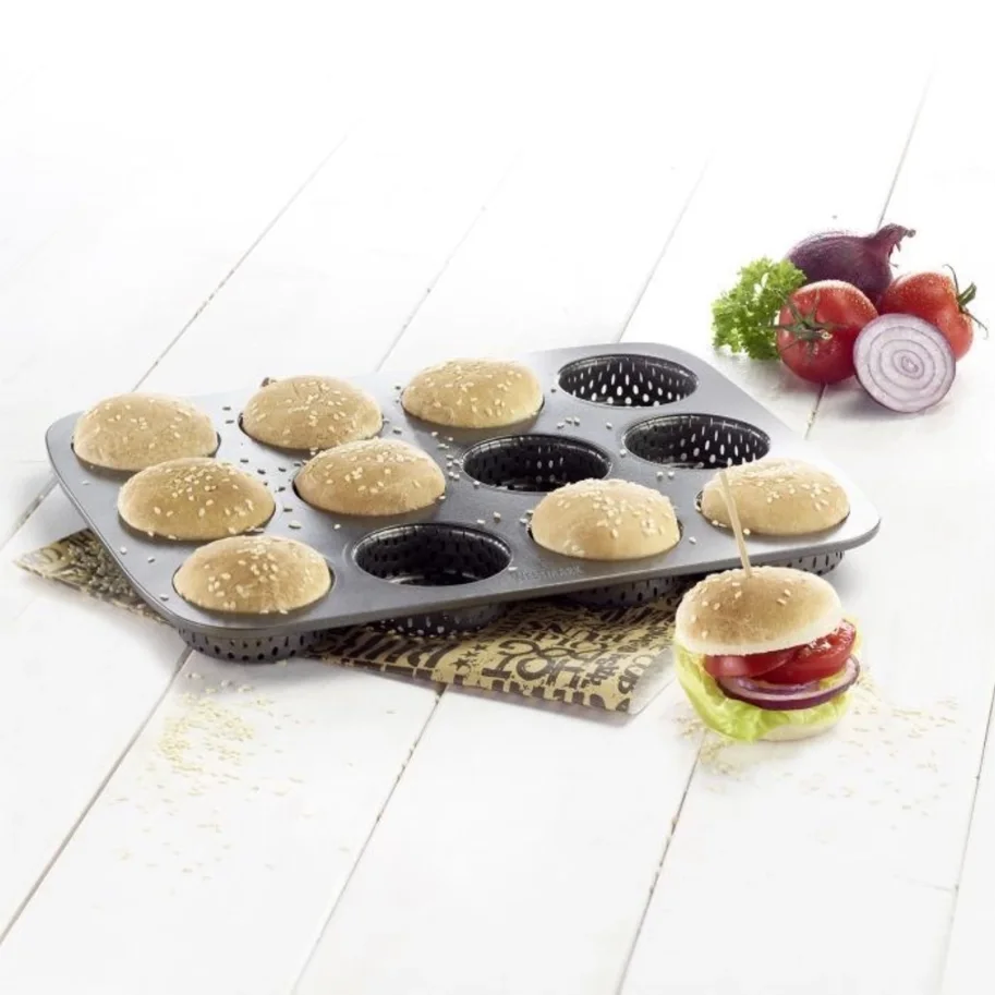 12er Burger Brötchen Backform Mini, 29x22cm