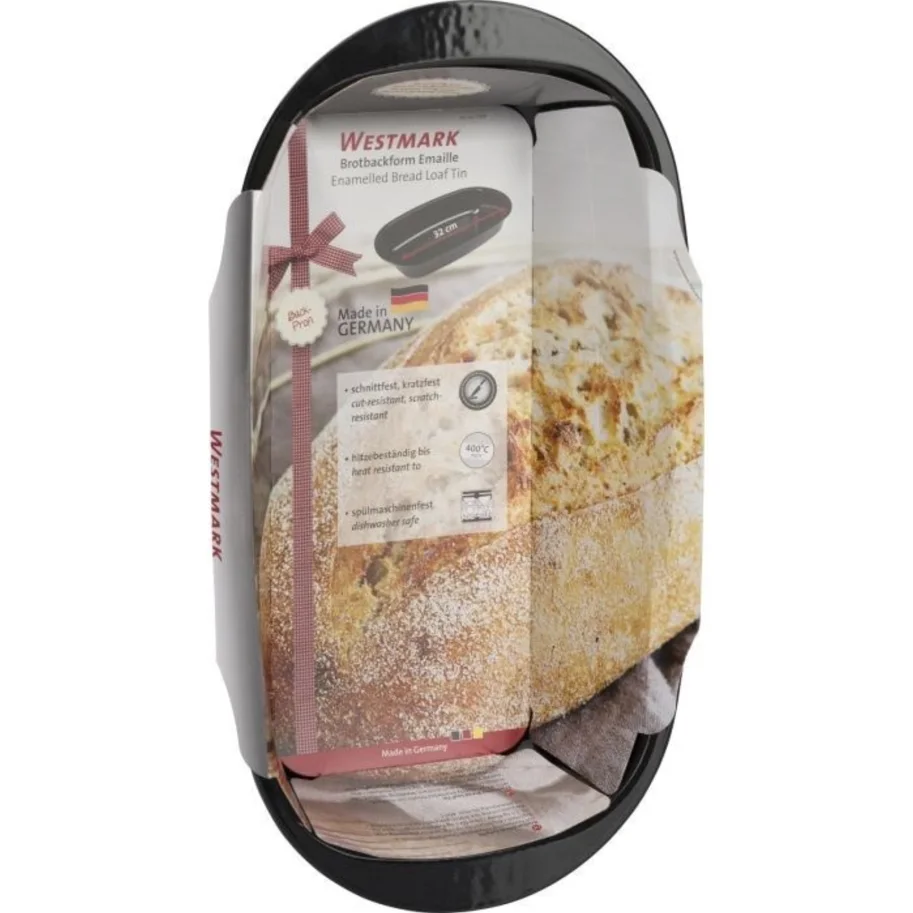 Brotbackform Emaille, L 32cm