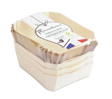 4 Stk. Mini Backform 12x9cm rechteckig Holz mit 8 Backpapie