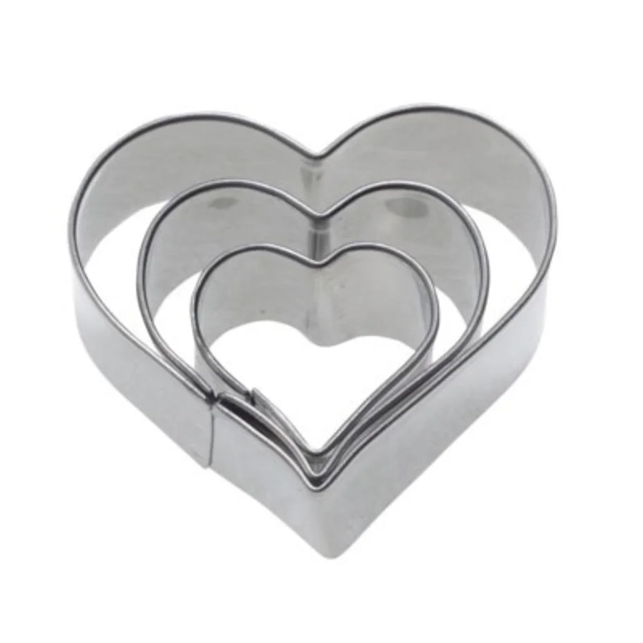 3er Set Terrassen-Ausstechformen Herz, 2,3,4cm Edelstahl