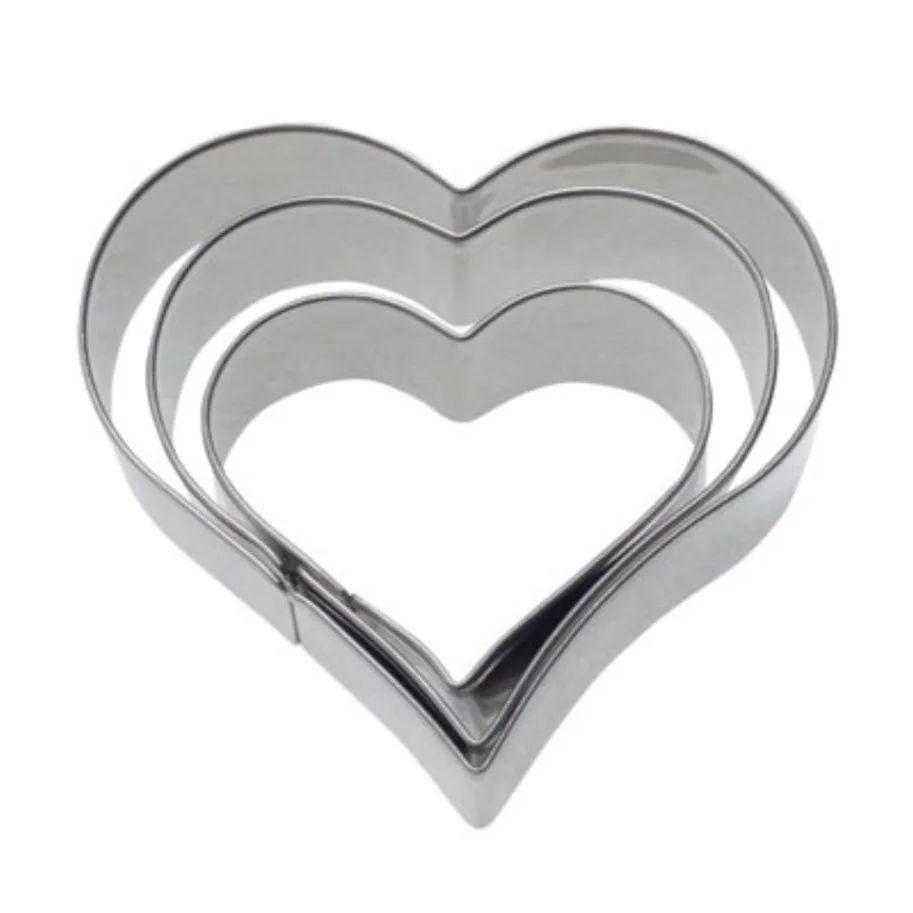 3 Stk. Terrassen-Ausstechformen Herz, 4,5,6cm Edelstahl