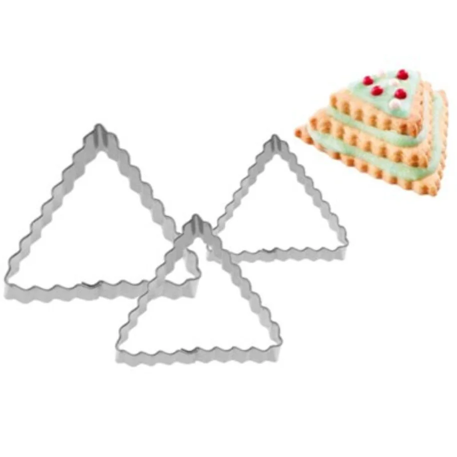 3 Stk. Terrassen-Ausstechformen Dreieck gewellt, 4,5,6cm