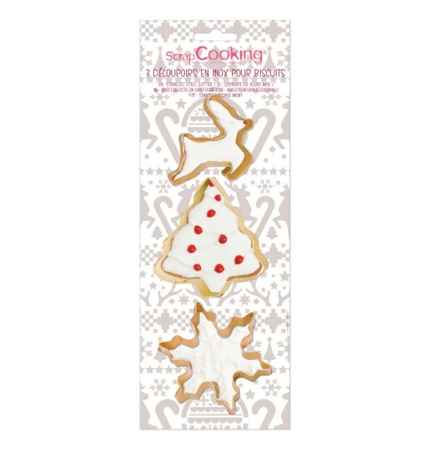 3 Stk. Ausstecher gold Schneeflocke Weihnachtsb. Wild