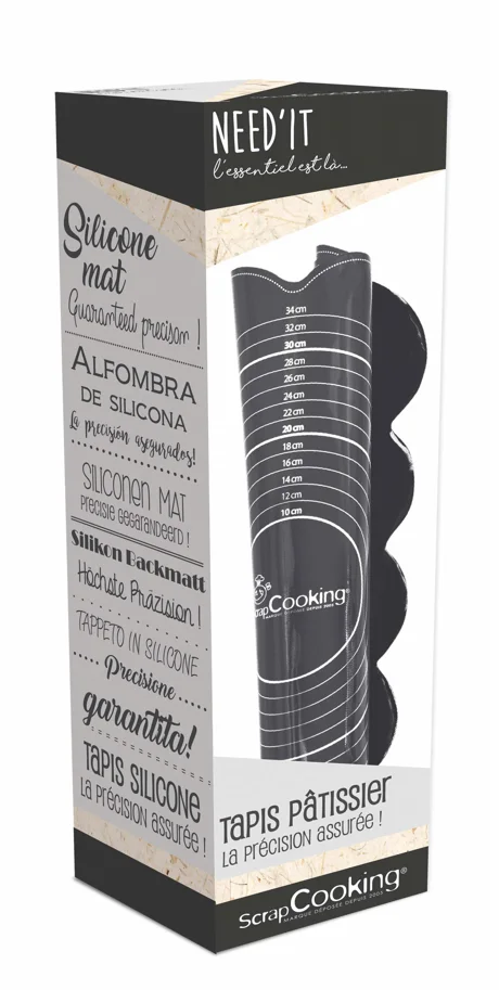 Silikonbackmatte schwarz inkl. Hilfslinien u. Rezept