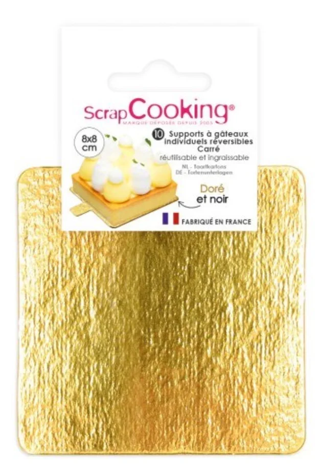 10er Set Tortenhalter gold/schwarz quadratisch 8cm