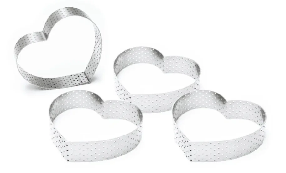 4er Set Tortenringe perforiert Herz 7.5x8cm