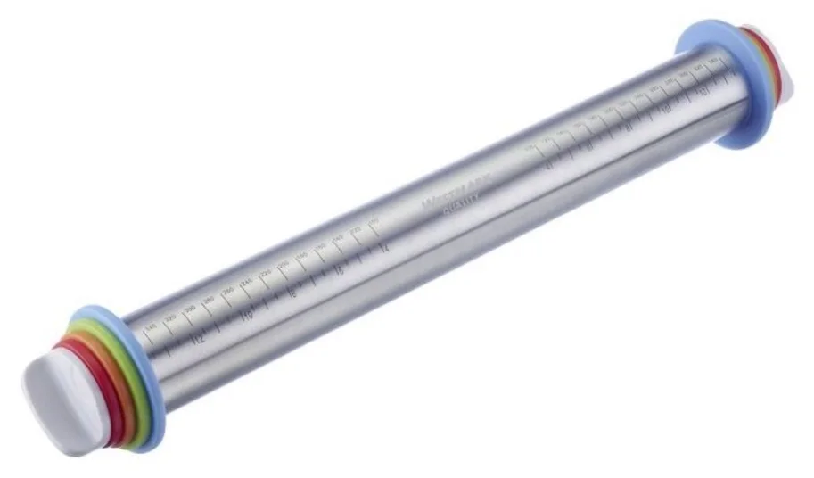 Teigroller Wallholz mit 4 Distanzringen, 43.5cm