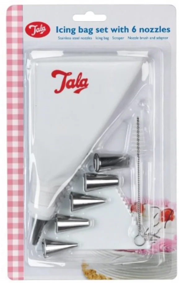 6er Set Spritzbeutel Aufsätzen Schaber und Bürste auf Kar