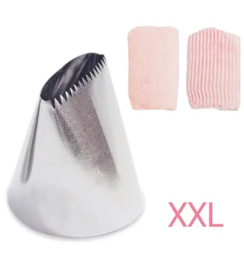 XXL Edelstahlspritzaufsatz glatt und Streifen D5cm H5.5cm