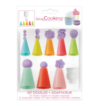 9er Set Spritztüllen mit Adapter Kunststoff