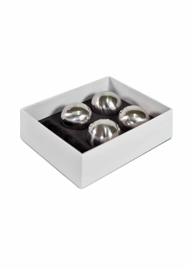 4er Set Eiswürfel, Kugel Edelstahl, D 4cm