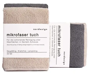 2er Set Mikrofaser Tuch, grau und beige