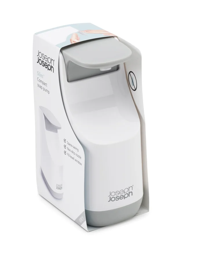 Slim Seifenspender weiss grau, 5.7x8.6x14.3cm