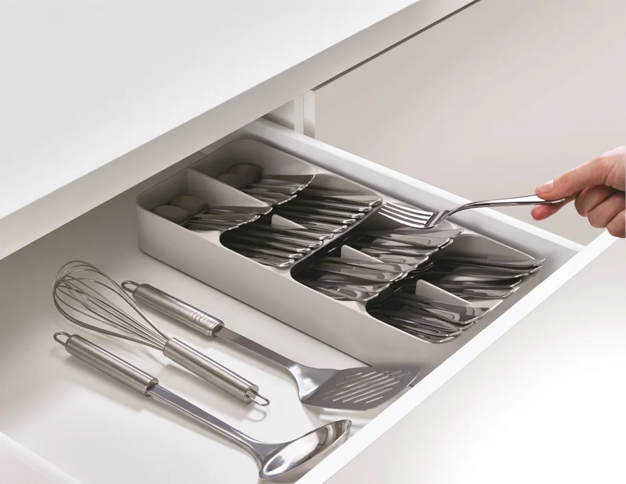 DrawerStore grosser, kompakter Besteckkasten Grau