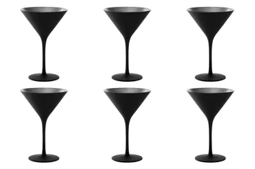 6er Set Elements Cocktailschale 240ml schwarz/silber