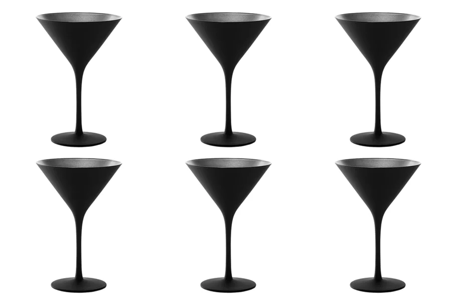 6er Set Elements Cocktailschale 240ml schwarz/silber