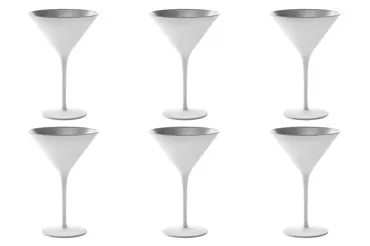 6er Set Elements Cocktailschale 240ml weiss/silber